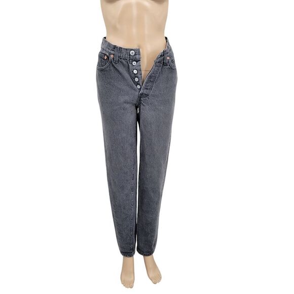 Levi's Vintage 501 Junoirs - Women's Grayish Black Button-Fly Jeans USA 90s - Picture 1 of 14